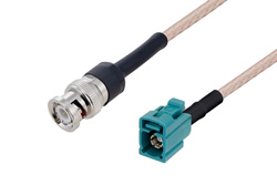 BNC Male to Water Blue FAKRA Jack Cable 150 cm Length Using RG316 Coax with HeatShrink