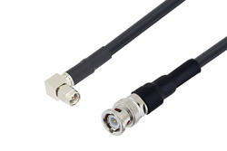 BNC Male to SMA Male Right Angle Cable 50 cm Length Using LMR-240-UF Coax with HeatShrink
