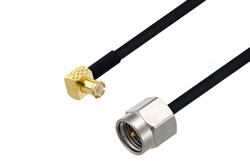 MCX Plug Right Angle to SMA Male Cable 36 Inch Length Using PE-SR405FLJ Coax