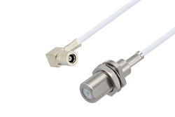 75 Ohm Mini SMB Plug Right Angle to 75 Ohm F Female Bulkhead Cable 12 Inch Length Using 75 Ohm RG187 Coax