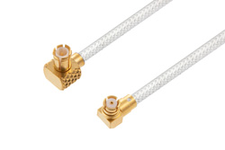 MCX Plug Right Angle to SMP Female Right Angle Cable Using PE-SR405FL Coax