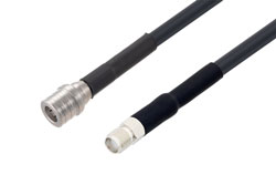 QMA Male to SMA Female Low Loss Cable Using LMR-195-UF Coax with HeatShrink in 36 Inch