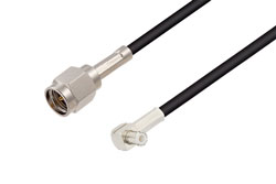 SMA Male to MCX Plug Right Angle Low Loss Cable Using LMR-100A-UF Coax in 100CM