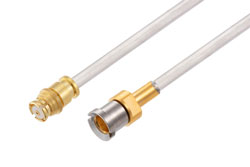 Push-On SMP Female to Smooth Bore SMP Male Bulkhead Cable Using PE-SR405AL Coax in 60 Inch