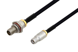 3.5mm Female Bulkhead to 3.5mm Female Cable Using PE-SR402FLJ Coax in 60 Inch