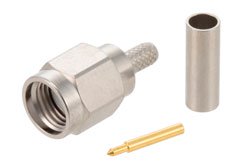 SMA Male Connector Crimp/Solder Attachment for RG174, RG316, RG188, LMR-100, PE-B100, PE-C100, .100 inch