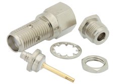 SMA Female Bulkhead Mount Connector Clamp/Solder Attachment for RG316, RG174, RG188, PE-B100, PE-C100, 0.100 inch, LMR-100, .235 inch D Hole