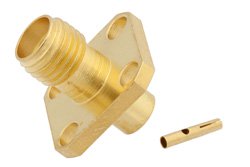 SMA Female Connector Solder Attachment 4 Hole Flange For PE-SR402AL, PE-SR402FL, RG402, .340 inch Hole Spacing