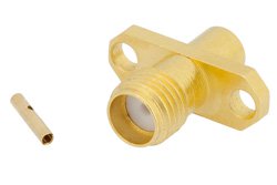 SMA Female Connector Solder Attachment 2 Hole Flange Mount for PE-SR402AL, PE-SR402FL, RG402, .481 inch Hole Spacing