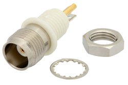 TNC Female Bulkhead Mount Isolated Ground Connector Solder Attachment Solder Cup Terminal, .350 inch D Hole