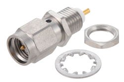 SMA Male Bulkhead Mount Connector Solder Attachment Solder Cup Terminal, .235 inch D Hole