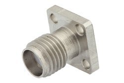 SMA Female Field Replaceable Connector With EMI Gasket 4 Hole Flange Mount .012 inch Pin, .375 inch Flange Size