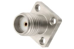 SMA Female Field Replaceable Connector 4 Hole Flange Mount .020 inch Pin, .375 inch Flange Size