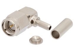 SMA Male Right Angle Connector Crimp/Solder Attachment for RG188-DS, RG316-DS