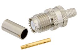 Mini UHF Female Connector Crimp/Solder Attachment for RG58, RG303, RG141, PE-C195, PE-P195, LMR-195, 0.195 inch