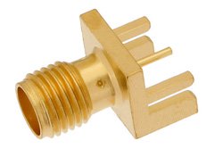 SMA Female Connector Solder Attachment .042 inch End Launch PCB, .030 inch Diameter