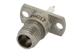 2.4mm Female Connector Solder Attachment 2 Hole Flange Mount Pin Terminal, .481 inch Hole Spacing