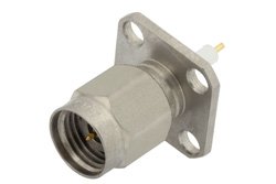 2.4mm Male Connector Solder Attachment 4 Hole Flange Pin Terminal, .340 inch Hole Spacing