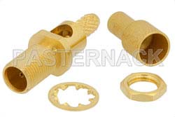 75 Ohm MCX Jack Bulkhead Mount Connector Crimp/Solder Attachment, .177 inch D Hole