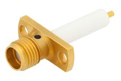 SMA Female Connector Solder Attachment 2 Hole Flange Mount Stub Terminal, .481 inch Hole Spacing, Up to 27 GHz