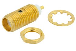 SMA Female Bulkhead Precision Connector Solder Attachment Stub Terminal, .250 inch Diameter
