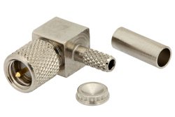 10-32 Male Right Angle Connector Crimp/Solder Attachment for RG174, RG316, RG188, PE-B100, PE-C100, 0.100 inch, LMR-100