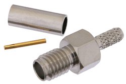 SSMA Female Connector Crimp/Solder Attachment for RG174, RG316, RG188, PE-B100, PE-C100, 0.100 inch, LMR-100