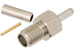 SSMA Female Connector Crimp/Solder Attachment For RG178, RG196