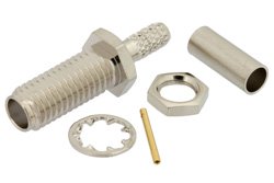 SSMA Female Bulkhead Connector Crimp/Solder Attachment For RG174, RG316, RG188, .177 inch D Hole