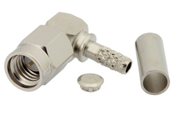 SSMA Male Right Angle Connector Crimp/Solder Attachment for RG188-DS, RG316-DS