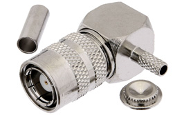75 Ohm SMB Positive Snap Plug Right Angle Connector Crimp/Solder Attachment For RG179, RG187