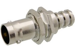 75 Ohm BNC Female Bulkhead Mount Connector Crimp/Solder Attachment for PE-B159, Belden 1855A, Mini 59, .480 inch D Hole