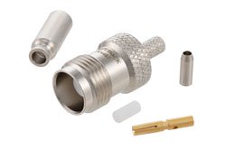 TNC Female Connector Crimp/Solder Attachment for RG174, RG316, RG188, PE-B100, PE-C100, 0.100 inch, LMR-100