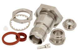 TNC Female Bulkhead Mount Connector Clamp/Solder Attachment for RG59B/U, RG62, RG71, .480 inch D Hole