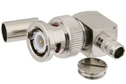 BNC Male Right Angle Connector Crimp/Solder Attachment for PE-C240, RG8X, 0.240 inch, LMR-240, LMR-240-DB, LMR-240-UF