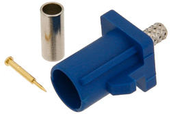 FAKRA Plug Connector Crimp/Solder Attachment for RG174, RG316, RG188, .100 inch, PE-B100, PE-C100, LMR-100, Blue Color