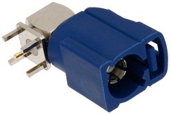 FAKRA Jack Right Angle Connector Solder Attachment Thru Hole PCB, Blue Color