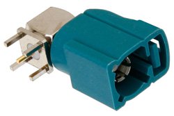 FAKRA Jack Right Angle Connector Solder Attachment Thru Hole PCB, Water Blue Color