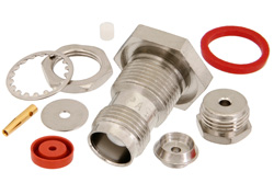 TNC Female Bulkhead Connector Clamp/Solder Attachment For RG178, RG196, .480 inch D Hole