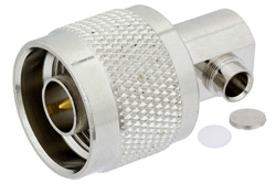 N Male Right Angle Connector Solder Attachment for PE-SR402AL, PE-SR402FL, PE-SR402FLJ, PE-SR402TN, RG402