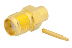 RP SMA Female Connector Solder Attachment for PE-SR402AL, PE-SR402FL, PE-SR402FLJ, PE-SR402TN, RG402, Gold Plated Brass Body