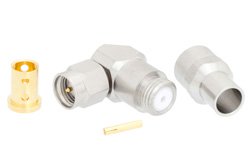SMA Male Right Angle Precision Connector Clamp/Solder Attachment for PE-P142LL