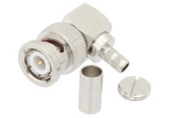 BNC Male Right Angle Connector Crimp/Solder Attachment For PE-C200, LMR-200