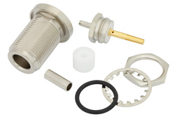 N Female Bulkhead Mount Connector Crimp/Solder Attachment for RG188-DS, RG316-DS