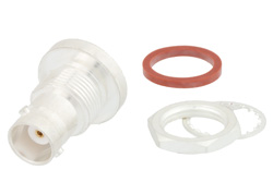 BNC Female Bulkhead Mount Hermetically Sealed Connector Solder Attachment Eyelet Terminal, IP67 Unmated