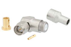 SMA Male Right Angle Connector Clamp/Solder Attachment for PE-SR402AL, PE-SR402FL, PE-SR402FLJ, PE-SR402TN, RG402