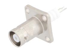 MHV Female Connector Solder Attachment 4 Hole Flange Mount Solder Cup Terminal, with #4 Clearance Mounting Holes