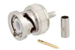 BNC Male Connector Crimp/Crimp Attachment for .100 inch, RG316, RG174, RG188, LMR-100, LMR-100, LMR-100-FR, PE-C100, PE-B100