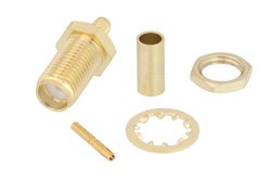 SMA Female Bulkhead Mount Connector Crimp/Solder Attachment for RG316, RG174, LMR-100