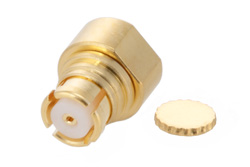 SMP Female Right Angle Connector Solder Attachment for PE-047SR, PE-SR047AL, PE-SR047FL, Up To 8 GHz